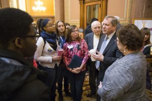 Group of people at the Iowa state capitol.