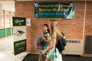 Students entering Meredith Middle School