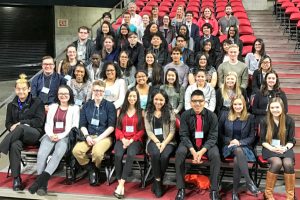 Group of students sitting in rows